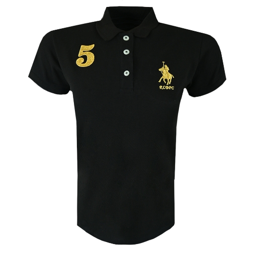 Picture of RFTS11330 RCB Polo Club Women Polo Solid Tee - Black